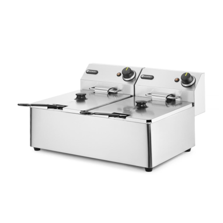 Friteuza electrica profesionala 2x6 litri 2x3300 W, termostat 0-190 gr C, corp inox, Hendi Kitchen Line, 550x430x(H)290 mm [1]