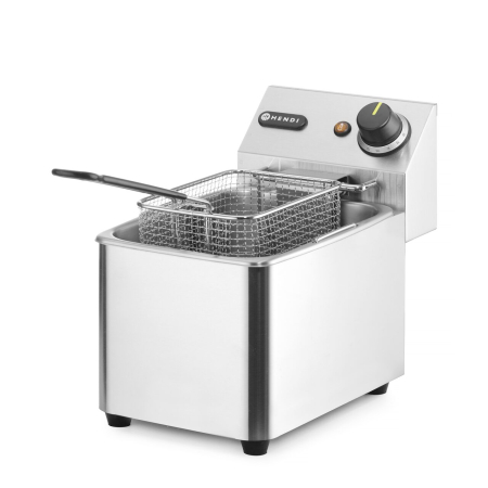Echipamente Profesionale Bucatarie - Friteuza electrica profesionala 4 litri, Hendi Kitchen Line, corp inox, termostat reglabil 0-190 gr C, 3000W, 217x400x(H)290 mm,