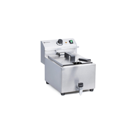 Friteuza electrica profesionala, Hendi Mastercook cu robinet scurgere ulei, Inox, 8 lt, 3500 W, temperatura reglabila pana la 195 gr C, termostat, 515x300x(H)345 mm [5]