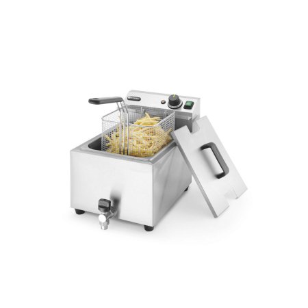 Friteuza electrica profesionala, Hendi Mastercook cu robinet scurgere ulei, Inox, 8 lt, 3500 W, temperatura reglabila pana la 195 gr C, termostat, 515x300x(H)345 mm [0]