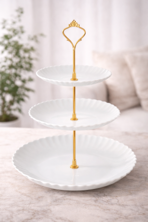 Fructiera etajata, 3 nivele pentru fructe, prajituri, 40x25x19cm [3]