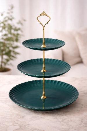 Vase si accesorii bucatarie - Fructiera etajata, 3 nivele pentru fructe, prajituri, 40x25x19cm