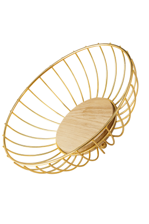 Cos fructe - Fructiera metal + lemn 28 cm – Accent decorativ modern pentru masa si bucatarie