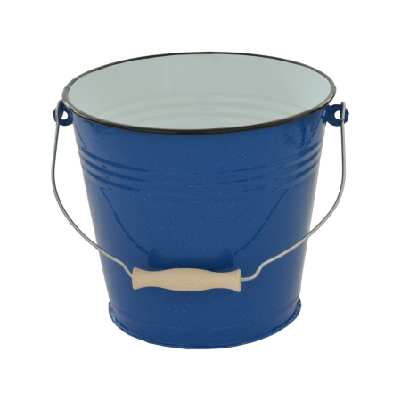 Găleată emailată cu mâner din lemn - 24 cm - 6 L, diverse culori [3]