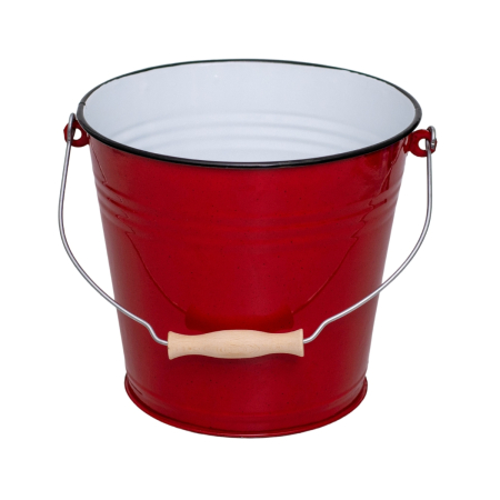 Găleată emailată cu mâner din lemn - 28 Cm - 10 L - diverse culori [1]