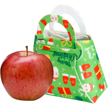 Geanta pentru Copii, Pliabila, pentru Cadouri de Craciun, din Panza Netesuta, 13 x 12 x 6 cm, Verde [6]