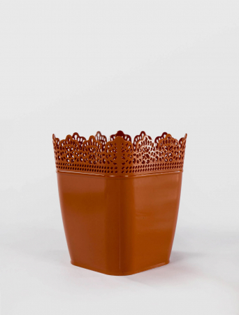 Ghivece plastic - Ghiveci patrat dantelat nr.2, 4.5cm X 14.5cm X 16cm Sterk