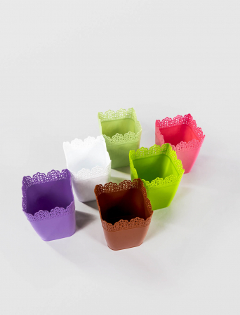 Ghiveci patrat dantelat nr.2, 4.5cm X 14.5cm X 16cm Sterk [2]