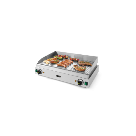 Echipamente Profesionale Bucatarie - Gratar electric 2/3 neted, 1/3 striat Hendi Blue Line, 3500 W, 720x530x(H)250 mm, potrivit si pt uz profesional