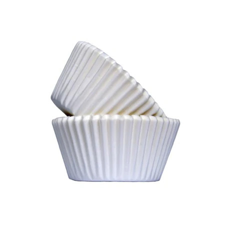 Forme Silicon pentru prăjituri,brioșe și jeleuri - Set 150 forme praline hartie, unica folosinta, alb,6x2 cm