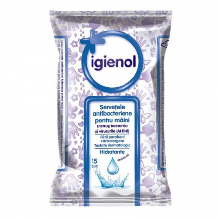 Consumabile hartie - Igienol servetele umede antibacteriene maini 15buc hidratante