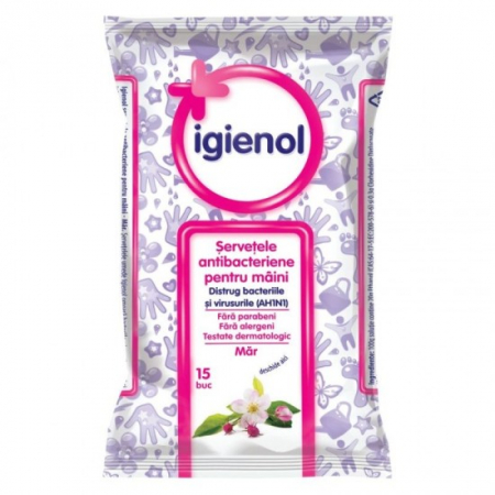 Consumabile hartie - Igienol servetele umede antibacteriene maini 15buc mar