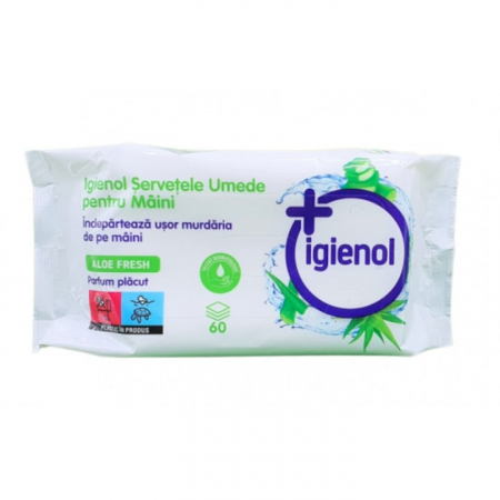 Servetele umede - IGIENOL SERVETELE UMEDE ANTIBACTERIENE MAINI 60BUC ALOE