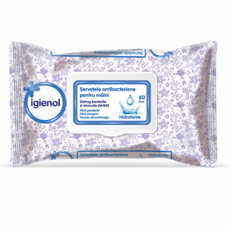 Consumabile hartie - Igienol servetele umede antibacteriene maini 60buc hidratante