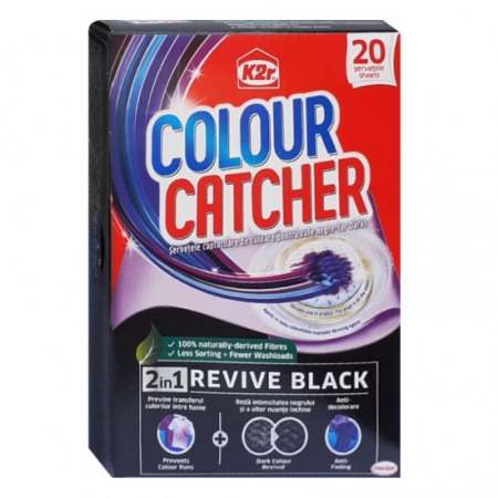 Detergenti rufe - K2r captator culoare 20 servetele 2in1 revive black