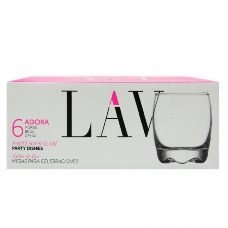 Pahare fără Picior Lav Adora ADR03, 80 ml, Sticlă Transparentă, 6 Buc / Set [1]