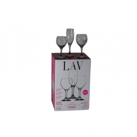 Vase si accesorii bucatarie - Lav pahare cu picior misket 260/210/190cc 18buc/set