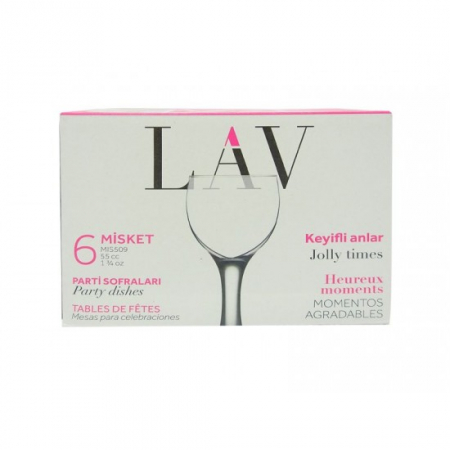 Pahare cu Picior pentru Lichior, 55 ml, Sticlă Transparentă, Lav Misket 509, 6 Buc / Set [1]