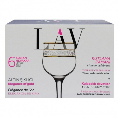 Vase si accesorii bucatarie - Lav pahare cu picior nevakar gold 533 200cc 6buc/set