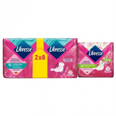 Absorbante - Libresse absorbante 16buc freshness protection ultra long+10buc natural protection