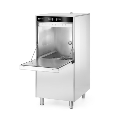Masina de spalat vase, 50x60, electronica, cu dozator de detergent si pompa de scurgere, 400V, HENDI, 400V/7100W, 595x730x(H)1340mm [1]