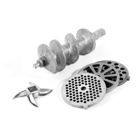 Masina de tocat carne, 2 discuri taiere incluse 4 si 7 mm, 3 accesorii umplere carnati 12, 15, 20 mm, Hendi 198, corp aluminiu, palnie fonta, 400W [5]