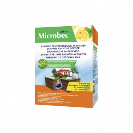 Solutie desfundat - Microbec tratament pentru fose septice 6x25g