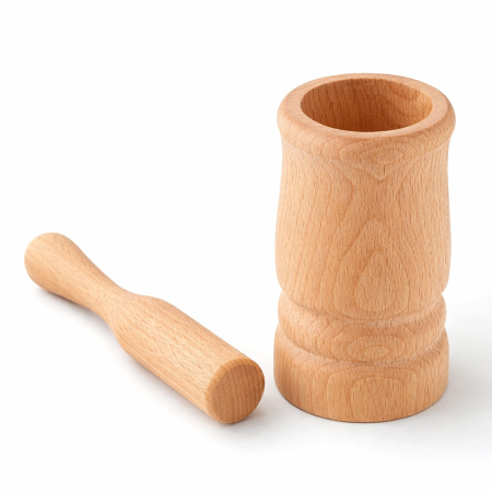 Vase si accesorii bucatarie - Mojar din lemn cu pistil – model 5513