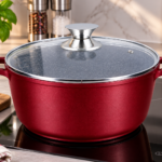 Oală din granit cu înveliș antiaderent din marmură și capac din sticlă, 19 L, 40 cm – SW40 Red [1]
