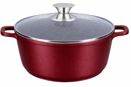 Cratite - Cratiță din granit cu înveliș antiaderent din marmură și capac din sticlă, 10 L, 32 cm – SW32 Red
