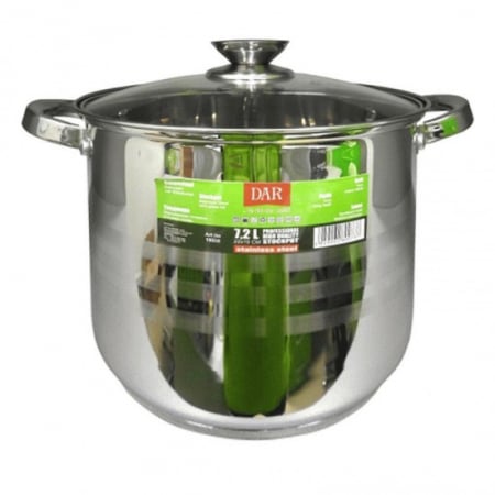 Vase si accesorii bucatarie - Oala inox pentru gatit cu capac 7.2l 22x19cm mx