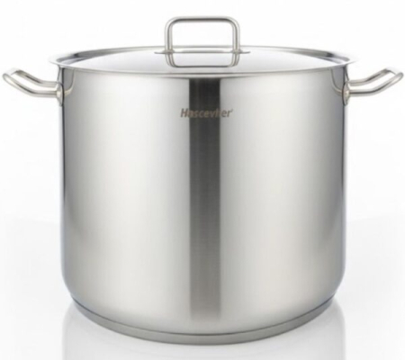 Vase si accesorii bucatarie - Oala inox profesionala 26 L Hascevher 32 x 30 cm cu fund dublu