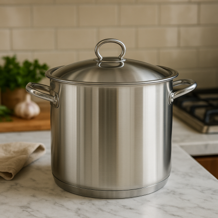 Oala inox profesionala GASTRO cu capac pentru supe si ciorbe, fund dublu, 21 L [2]