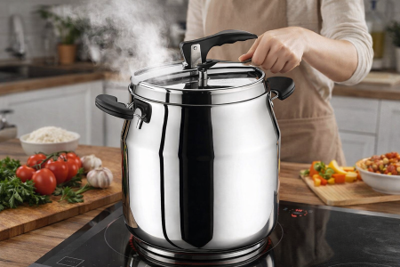 Oală sub presiune HASCEVHER 15L din inox, compatibilă inducție, sistem siguranță 3 trepte [1]