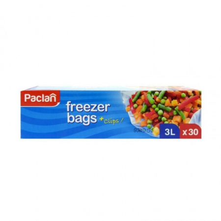 Pungi alimentare - Paclan pungi congelator+clips 3l/30buc