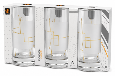 Pahar apă alb decor Evita Satin 270 ml Classico – 6 Buc / Set [1]