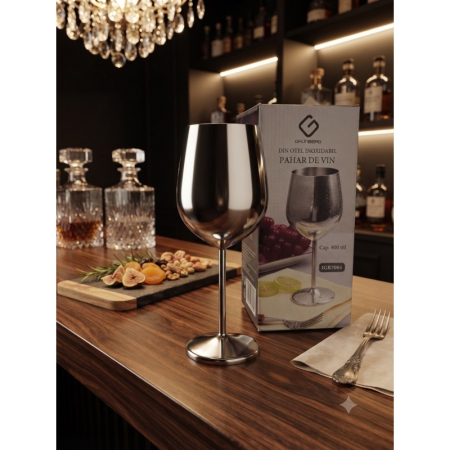 Pahar cu picior din inox, aproximativ 400 ml, Ø 7,50 × 21,50 cm [2]