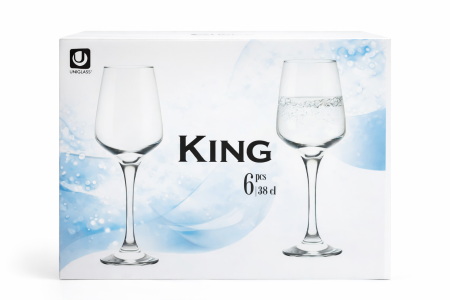 Pahare cu Picior pentru Apă din Sticla King 380 ml ( 38 cl ) - 6 Buc / Set [1]