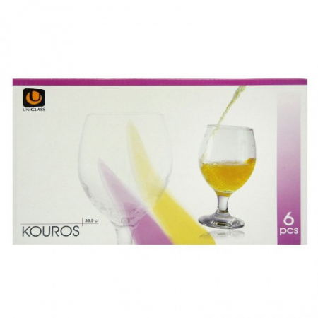 Vase si accesorii bucatarie - Pahar picior bere alb 39cl kouros 6buc 92502-gb6b4