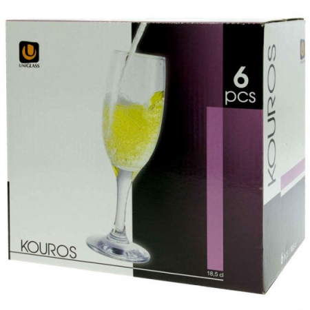 Pahare - Pahar picior sampanie alb 18.5cl kouros 6buc 96504-gb6b4