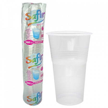 Uz casnic si menaj - Pahar plastic transparent safir 500ml 50buc/set