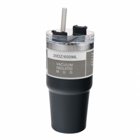 Vase si accesorii bucatarie - Pahar termic cu capac si pai 600ml inox