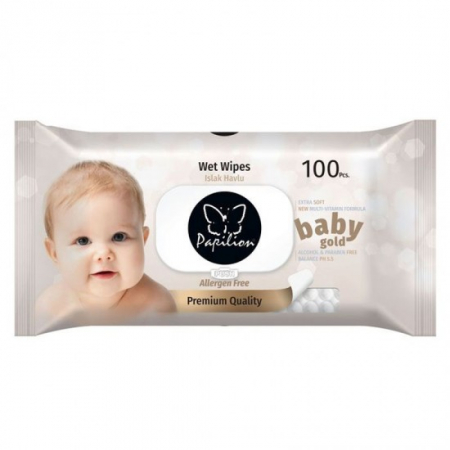 Consumabile hartie - Papilion servetele umede 100buc baby gold capac