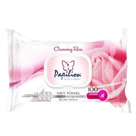 Consumabile hartie - Papilion servetele umede 100buc rose capac
