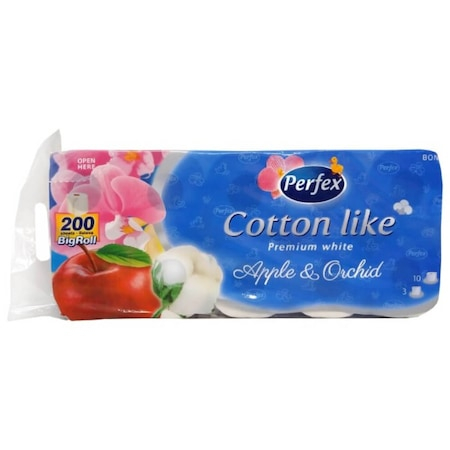 Consumabile hartie - Perfex hartie igienica 3str 10buc cotton premium white apple orchid
