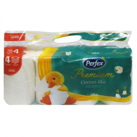 Consumabile hartie - Perfex hartie igienica 4str 8buc cotton premium pure white