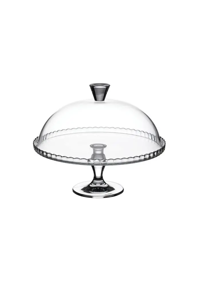 Platouri - Platou cu picior și capac din sticlă pentru prăjituri și tort – Ø 32,2 cm