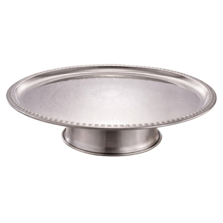 Vase si accesorii bucatarie - Platou rotund gravat din inox pentru tort, Ø 30,50 × 5,70 cm