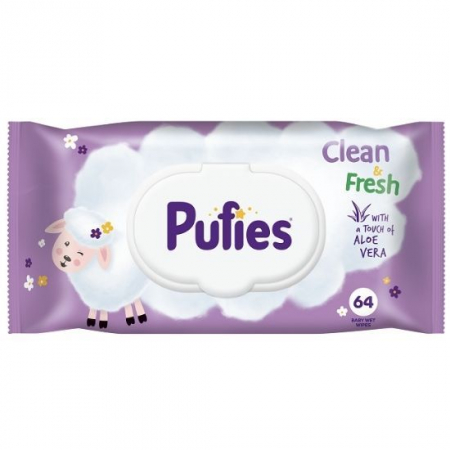 Servetele umede - Pufies servetele umede 64buc clean fresh aloe vera