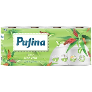 Consumabile hartie - Pufina hartie igienica 8buc 3straturi aloe